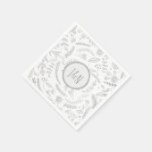 Serviette En Papier Feuilles Floraux Argent Rustique Réception de mari (Coin)