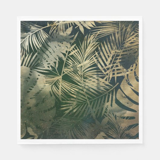 Serviette En Papier Feuilles Green et Gold Palm (Devant)