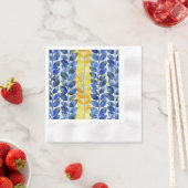 Serviette En Papier Feuilles jaune et bleu (En situation)