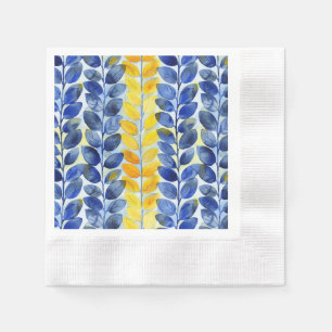 Serviette En Papier Feuilles jaune et bleu