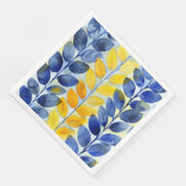 Serviette En Papier Feuilles jaune et bleu (Coin)