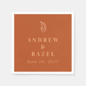 Serviette En Papier Feuilles Mariages de Boho Elegant moderne (Devant)