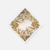 Serviette En Papier Feuilles Ondulées Fleuries Dorées (Coin)