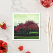 Serviette En Papier Feuilles rouges (En situation)