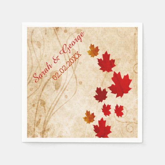 Serviette En Papier Feuilles Rustiques d'érable, serviettes Mariages d (Devant)
