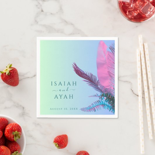 Serviette En Papier Feuilles tropicales Mariage  (En situation)