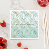 Serviette En Papier Feuilles tropicales vert aqua or (En situation)