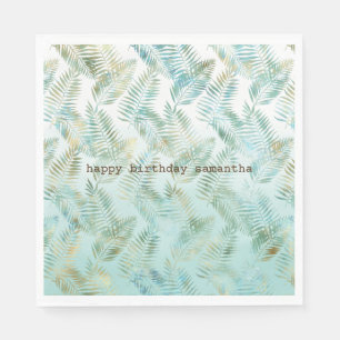 Serviette En Papier Feuilles tropicales vert aqua or