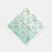 Serviette En Papier Feuilles tropicales vert aqua or (Coin)