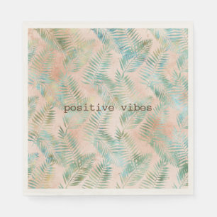 Serviette En Papier Feuilles tropicales vert aqua pêche