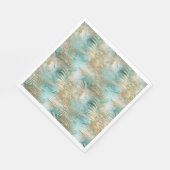 Serviette En Papier Feuilles tropicales vert or blanc (Coin)