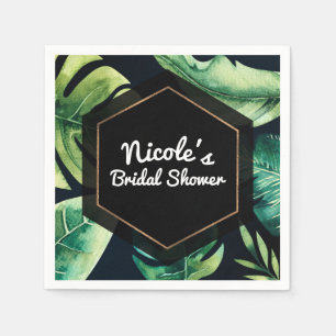 Serviette En Papier Feuilles tropicales vertes Fête de mariage élégant