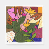 Serviette En Papier feuilles tropicaux Abstraits et fleurs (Devant)