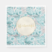Serviette En Papier Feuilles tropicaux Aqua Gold (Devant)