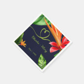 Serviette En Papier Feuilles tropicaux et fleurs Mariage rétro (Coin)