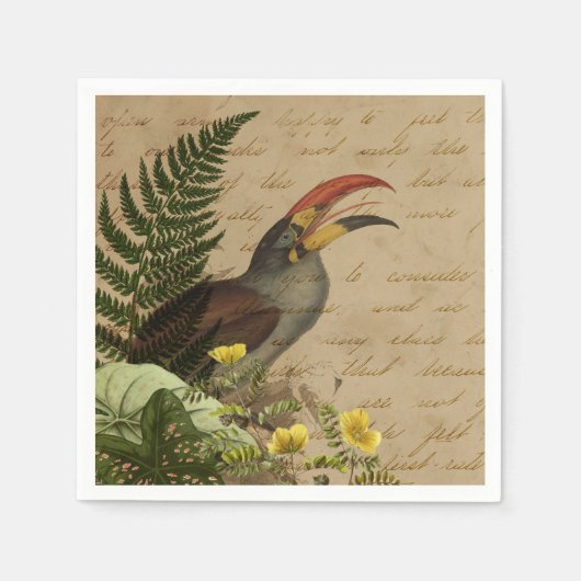 Serviette En Papier Feuilles tropicaux et Toucan (Devant)