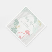 Serviette En Papier Feuilles tropicaux modernes Baby shower Flamant ro (Coin)