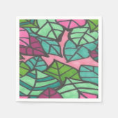 Serviette En Papier Feuilles tropicaux roses et verts (Devant)