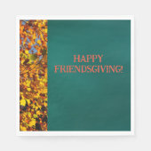 Serviette En Papier Feuilles Turquoises sombres Thanksgiving Friendsgi (Devant)