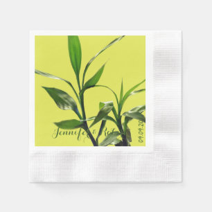 Serviette En Papier Feuilles vertes fraîches de bambou chanceux en ver