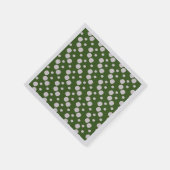 Serviette En Papier Feuilles Vertes Points Roses (Coin)