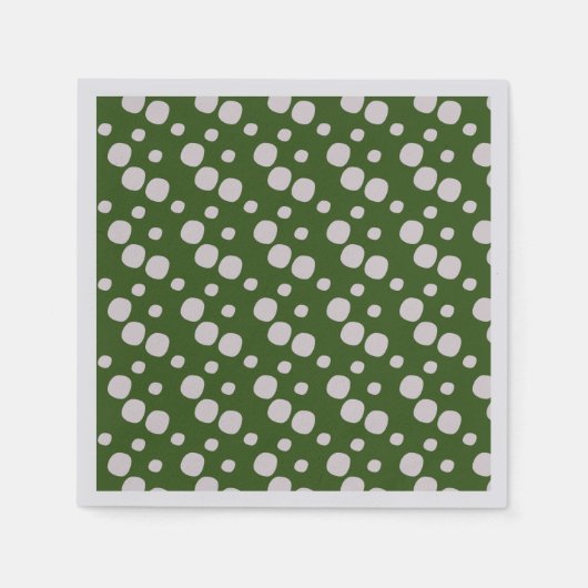 Serviette En Papier Feuilles Vertes Points Roses (Devant)