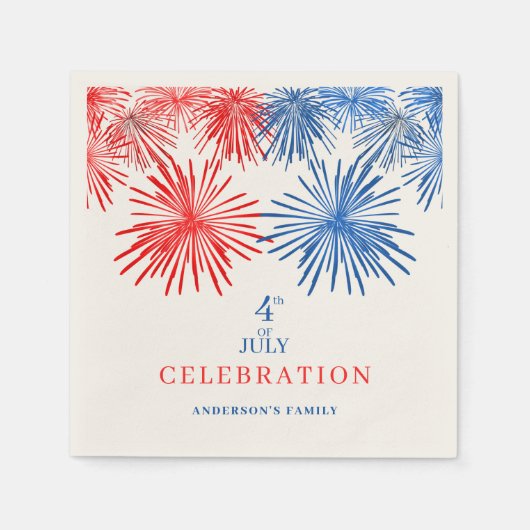 Serviette En Papier Feux Bleus Et Rouges (Devant)