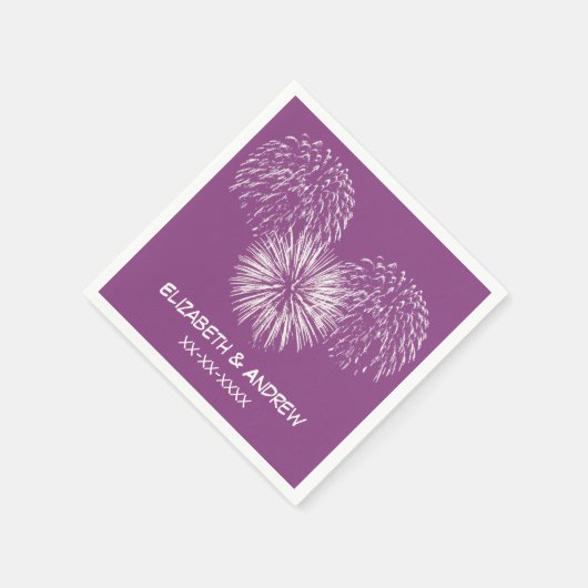 Serviette En Papier Feux d'artifice, arrière - plan pourpre de prune, (Coin)