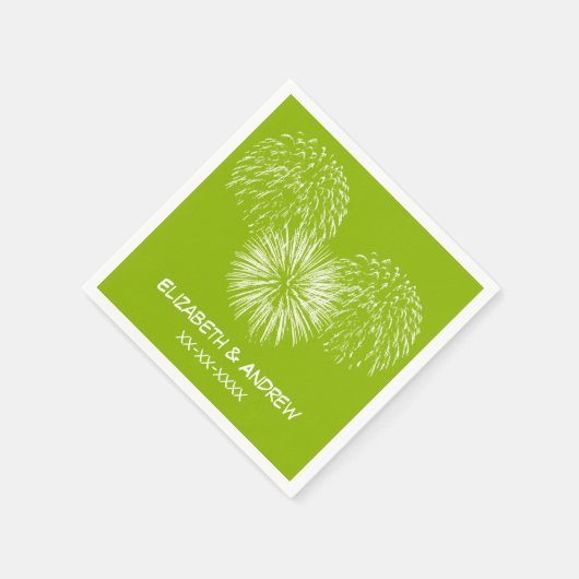 Serviette En Papier Feux d'artifice, arrière - plan vert pomme, (Coin)