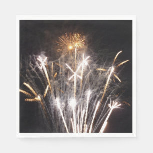 Serviette En Papier Feux d'artifice blancs et or II Célébration patrio