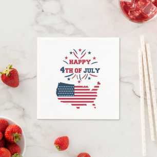 Serviette En Papier Feux d'artifice du 4 juillet Drapeau USA Rouge Bla