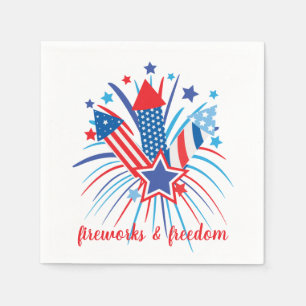 Serviette En Papier Feux d'artifice patriotiques et liberté