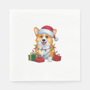 Serviette En Papier Feux de Noël Feu de Noël Corgi Chien Noël _1