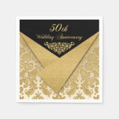 Serviette En Papier Feux Flaps Damask 50e anniversaire Mariage serviet (Devant)