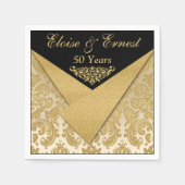 Serviette En Papier Feux Flaps Damask 50e anniversaire Mariage serviet (Devant)