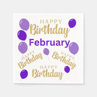Serviette En Papier Février joyeux anniversaire serviettes