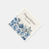 Serviette En Papier Fiançailles aux papillons floraux bleu poussiéreux (Coin)