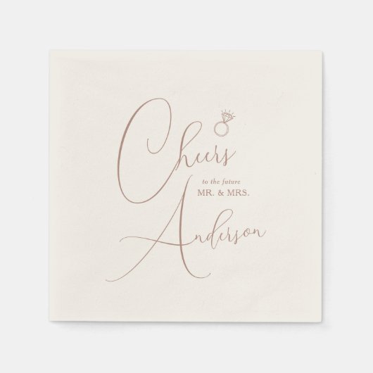 Serviette En Papier Fiançailles Bonjour à l'avenir M. et Mme. (Devant)