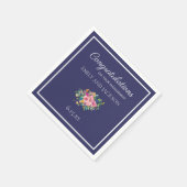 Serviette En Papier Fiançailles floral bleu marine (Coin)