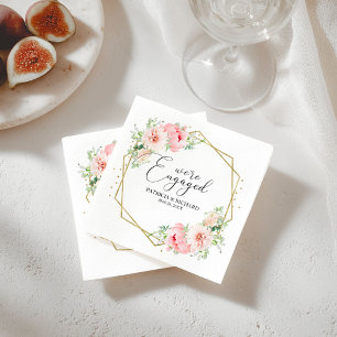 Serviette En Papier Fiançailles Florales Blush Géométrique Feuille D'O