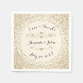 Serviette En Papier Fiançailles mariage Ivory Sepia Faux Gold Confetti (Devant)