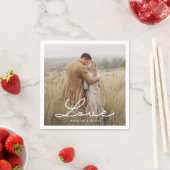 Serviette En Papier Fiançailles moderne Photo Calligraphie Amour (En situation)