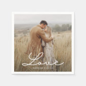 Serviette En Papier Fiançailles moderne Photo Calligraphie Amour (Devant)