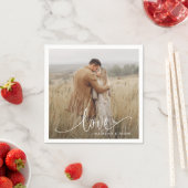 Serviette En Papier Fiançailles moderne Photo Calligraphie Amour (En situation)