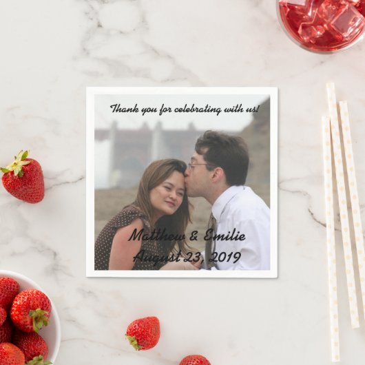 Serviette En Papier Fiançailles personnalisé / Mariage photo serviette (En situation)