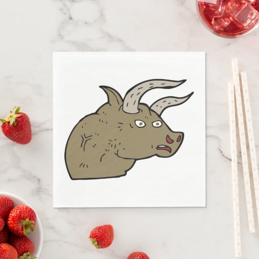 Serviette En Papier Fierce Angry Bull Head Rustic Wild Animal (En situation)