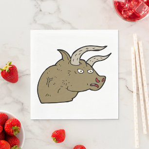 Serviette En Papier Fierce Angry Bull Head Rustic Wild Animal
