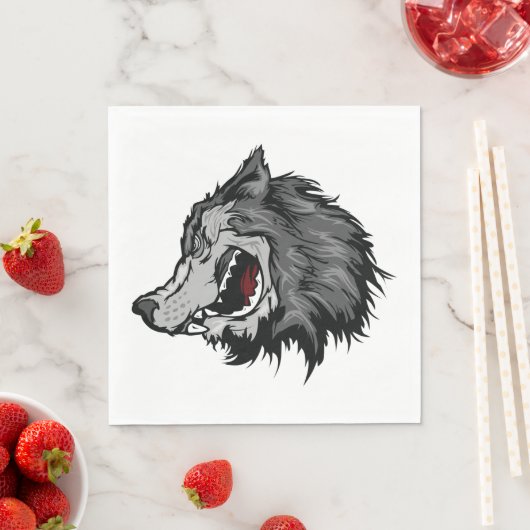 Serviette En Papier Fierce Wolf Head Bold Wild Animal (En situation)