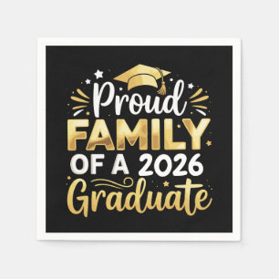 Serviette En Papier Fière famille d'un diplômé 2026 26 graduation or