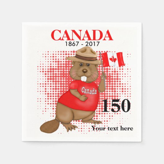 Serviette En Papier Fière fête canadienne du castor 150 (Devant)